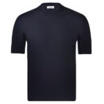 Gran Sasso Ribbed Neck Knitted T-shirt Navy