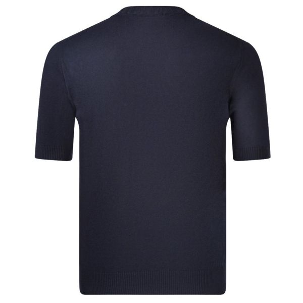 Gran Sasso Ribbed Neck Knitted T-shirt Navy
