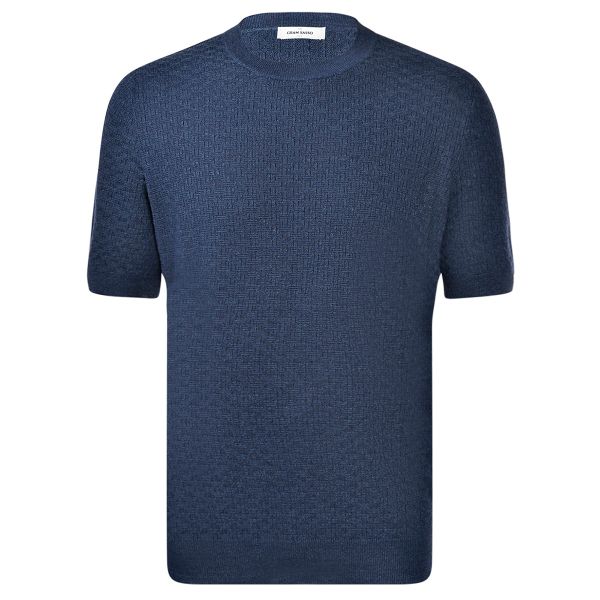Gran Sasso Stitch Knitted T-shirt Navy