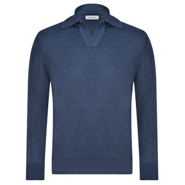 Gran Sasso Tennis Longsleeve Polo Navy