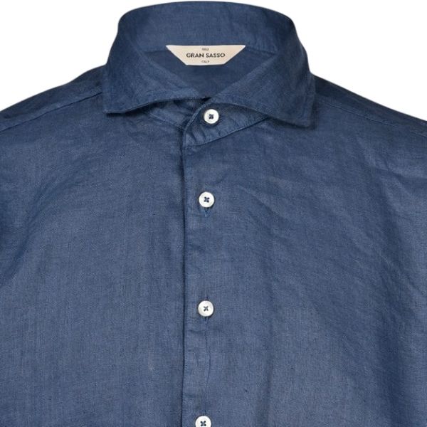 Gran Sasso Vintage Linen Overhemd Navy