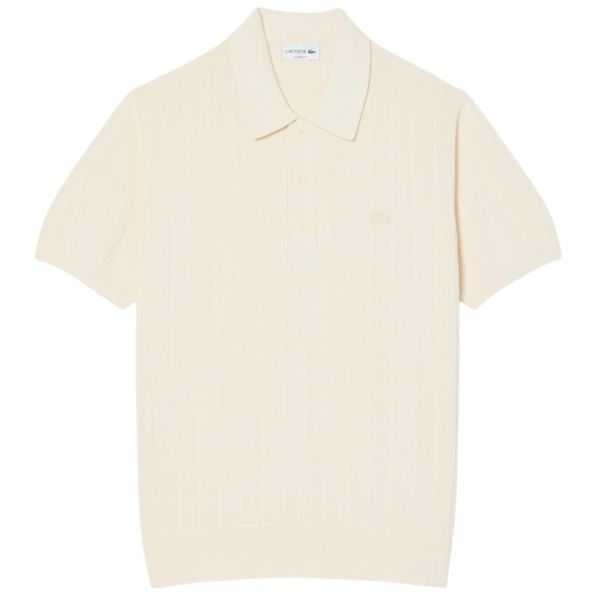 Lacoste Fluid Ribbed Knit Polo Off White