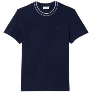Lacoste Stretch Pique Striped Collar T-shirt Navy