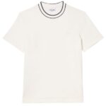Lacoste Stretch Pique Striped Collar T-shirt Off White
