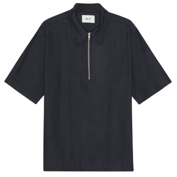 NN.07 Bruno Linen Blend Polo Navy