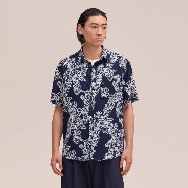 NN.07 Deon Print Overhemd Navy