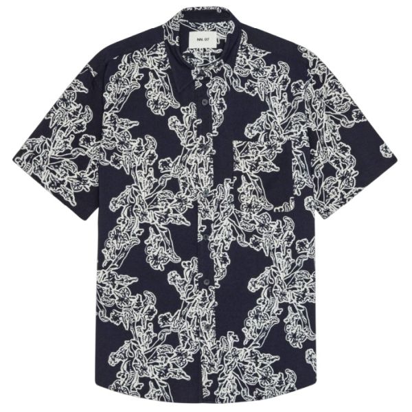 NN.07 Deon Print Overhemd Navy