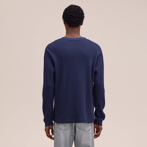 NN.07 Jett Waffle Knit Longsleeve T-shirt Navy