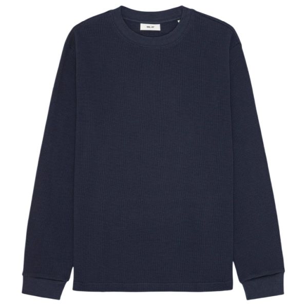 NN.07 Jett Waffle Knit Longsleeve T-shirt Navy