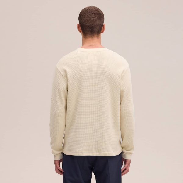 NN.07 Jett Waffle Knit Longsleeve T-shirt Off White