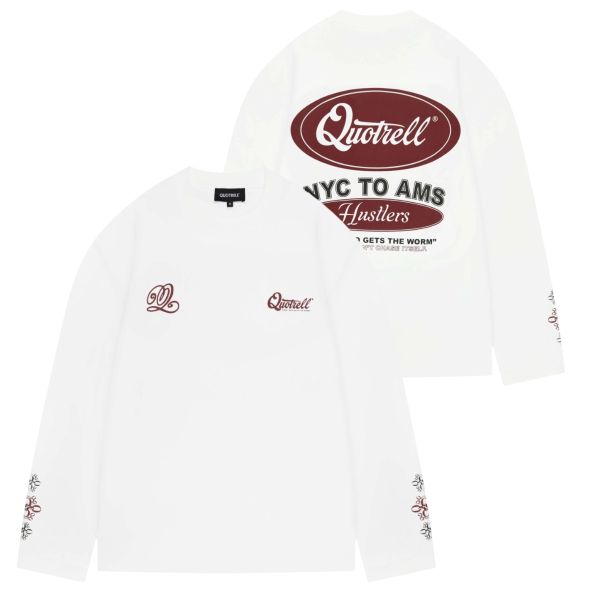 Quotrell Louis Longsleeve T-shirt Wit/Bordeaux