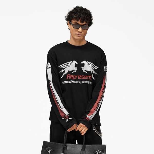 Represent Mesh Pegasus Longsleeve T-shirt Zwart