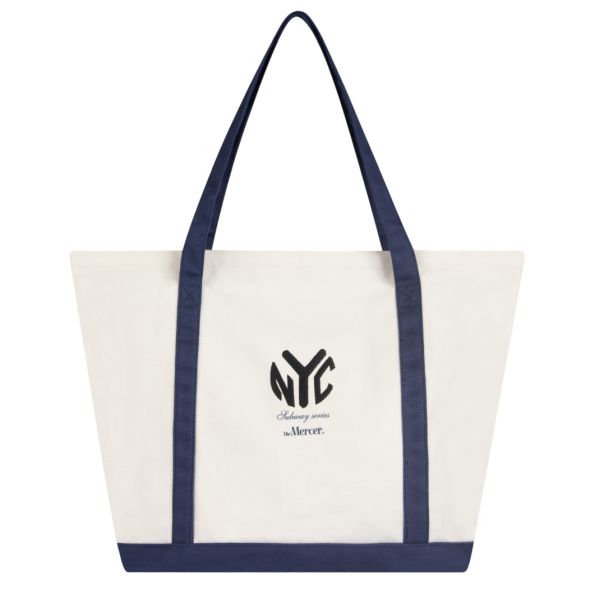 The Mercer Brand Canvas Bag Wit/Blauw
