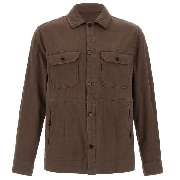 Woolrich Linen Blend Safari Overshirt Bruin