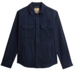 Woolrich Linen Blend Safari Overshirt Navy