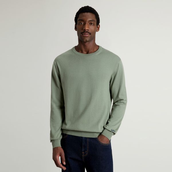 Woolrich Logo Cotton Sweater Donker Groen