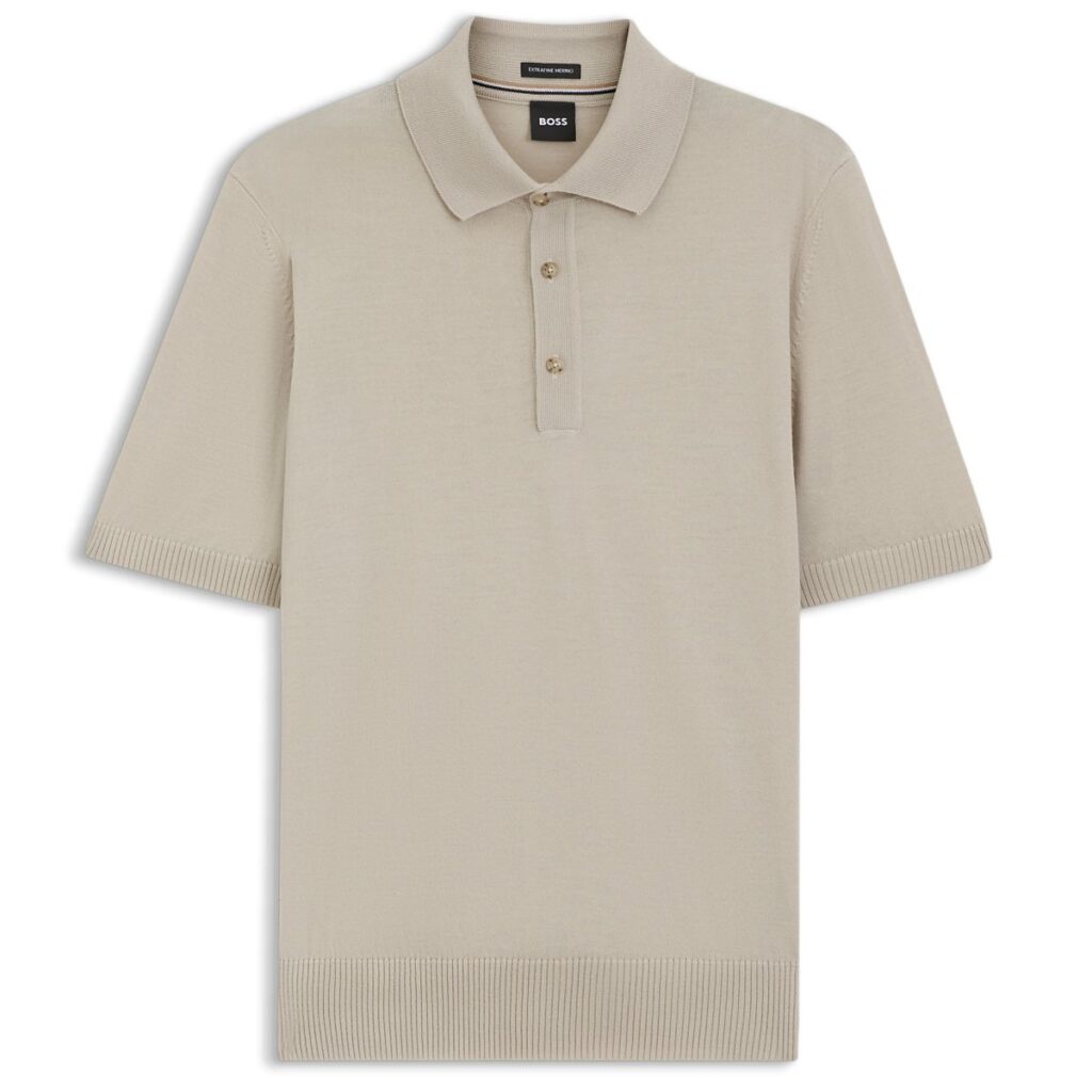Boss Nolano Knitted Polo Beige