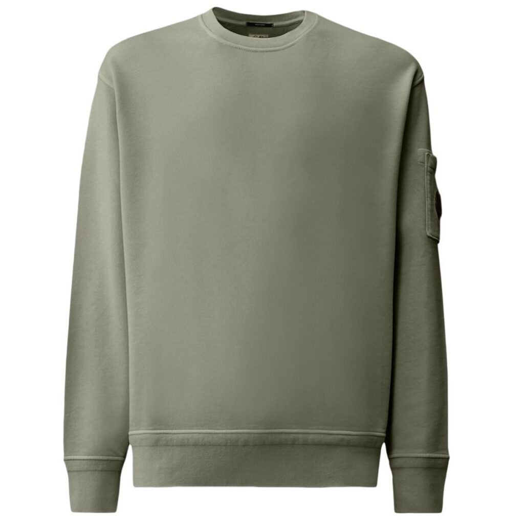 CP Company Cotton Diagonal Fleece Resist Dyed Lens Sweater Licht Blauw