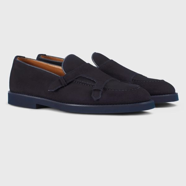 Doucal's Adler Patta Double Buckle Moccasin Navy
