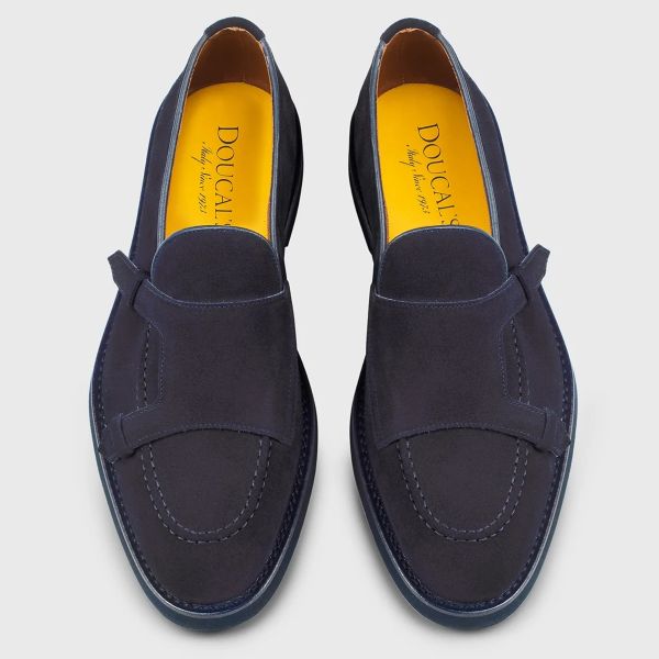 Doucal's Adler Patta Double Buckle Moccasin Navy