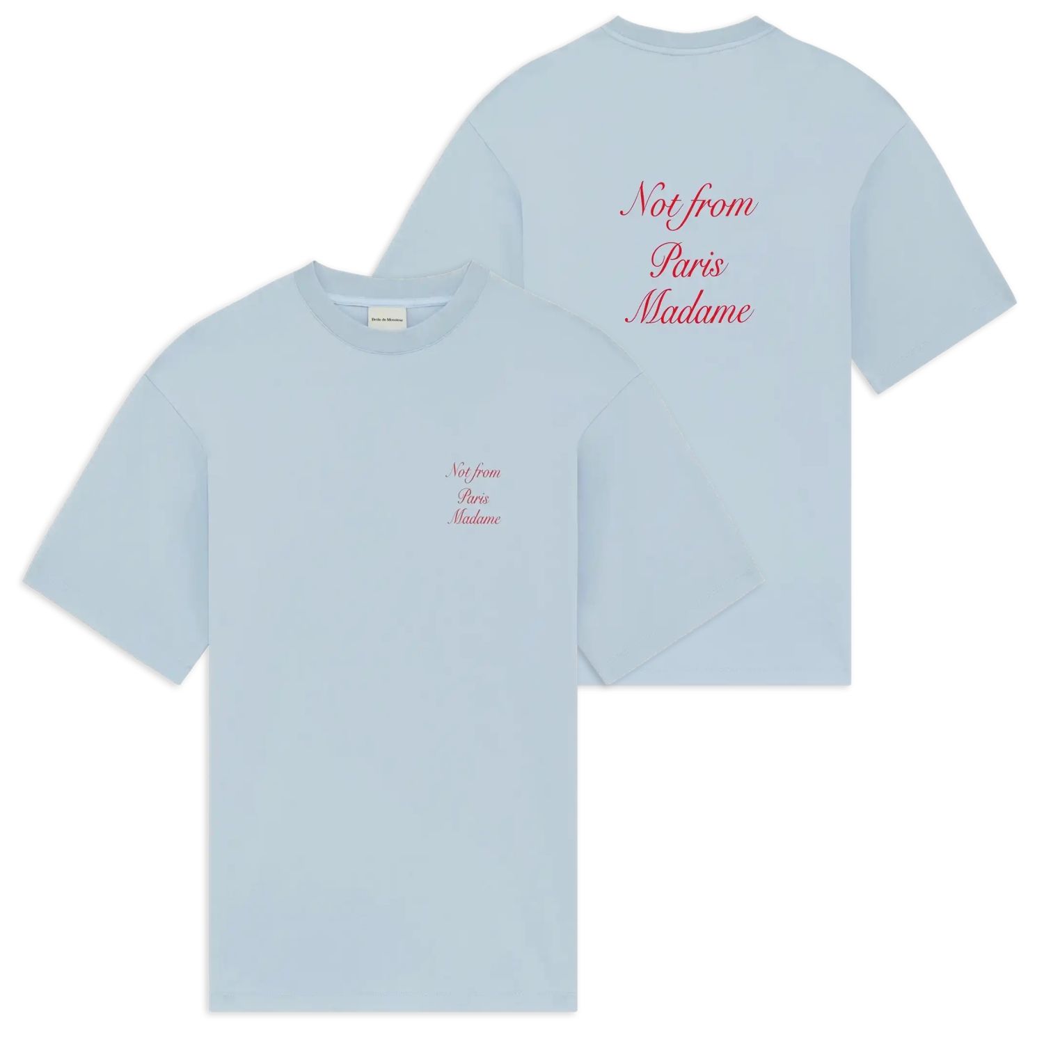 Drôle De Monsieur Slogan Calligraphy T-shirt Licht Blauw