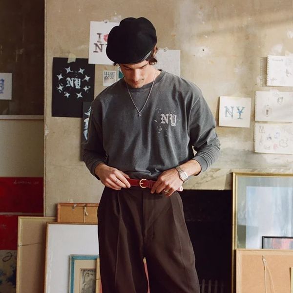 Duke + Dexter NY Paint Splatter Washed Longsleeve T-shirt Grijs