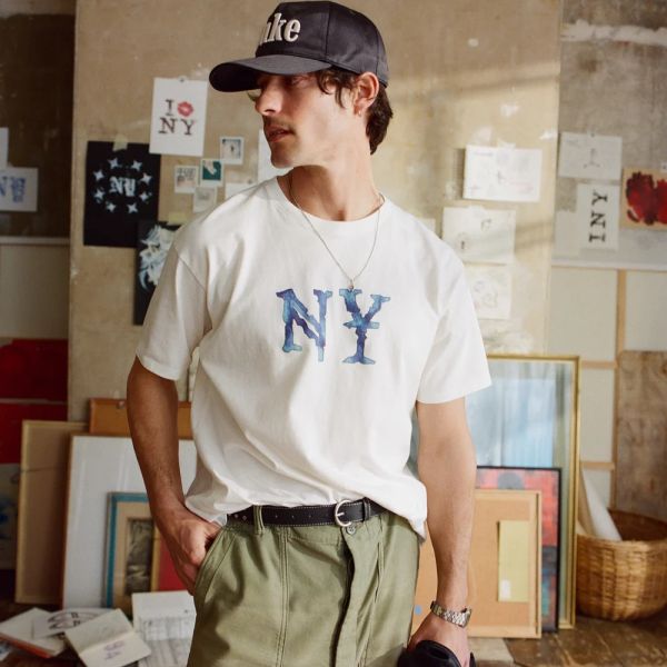 Duke + Dexter Watercolour NY T-shirt Wit