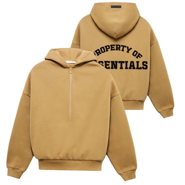Fear Of God Essentials Property Lounge Half Zip Hoodie Beige