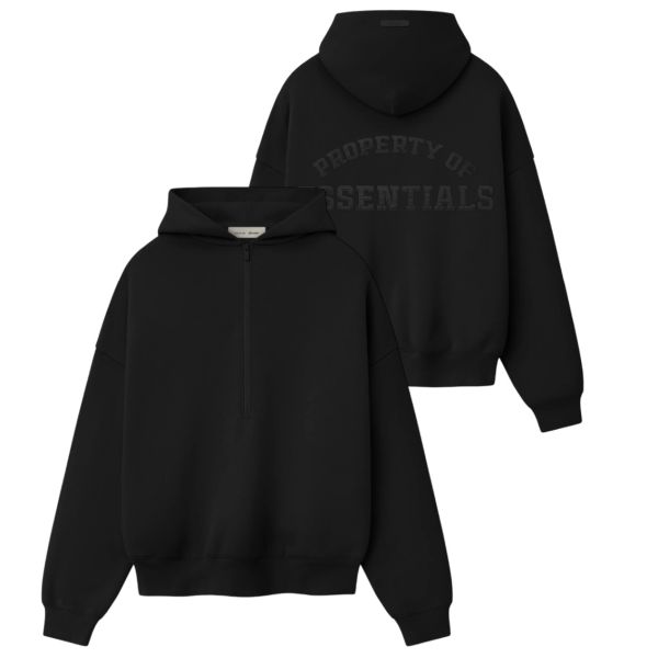 Fear Of God Essentials Property Lounge Half Zip Hoodie Zwart