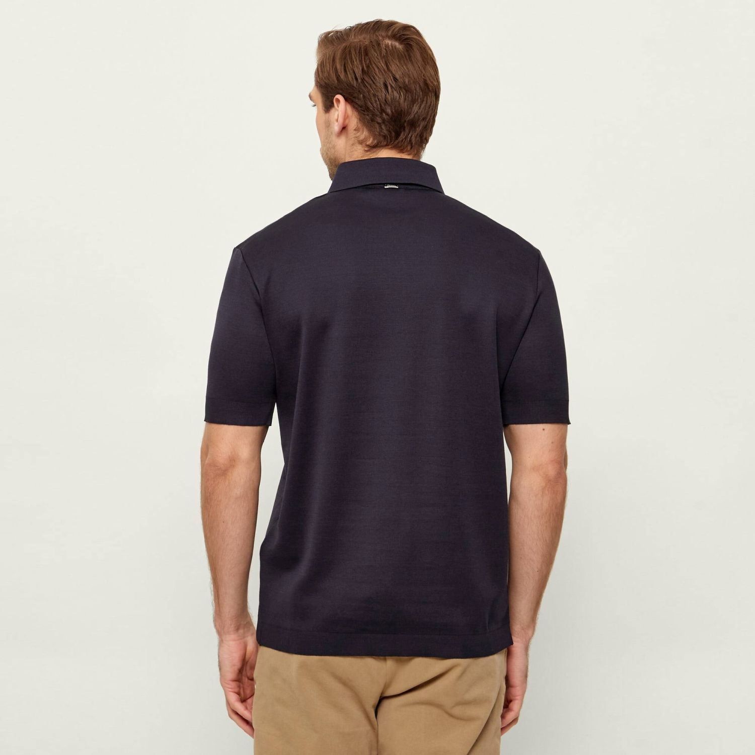 Herno Knit Effect Polo Donker Blauw