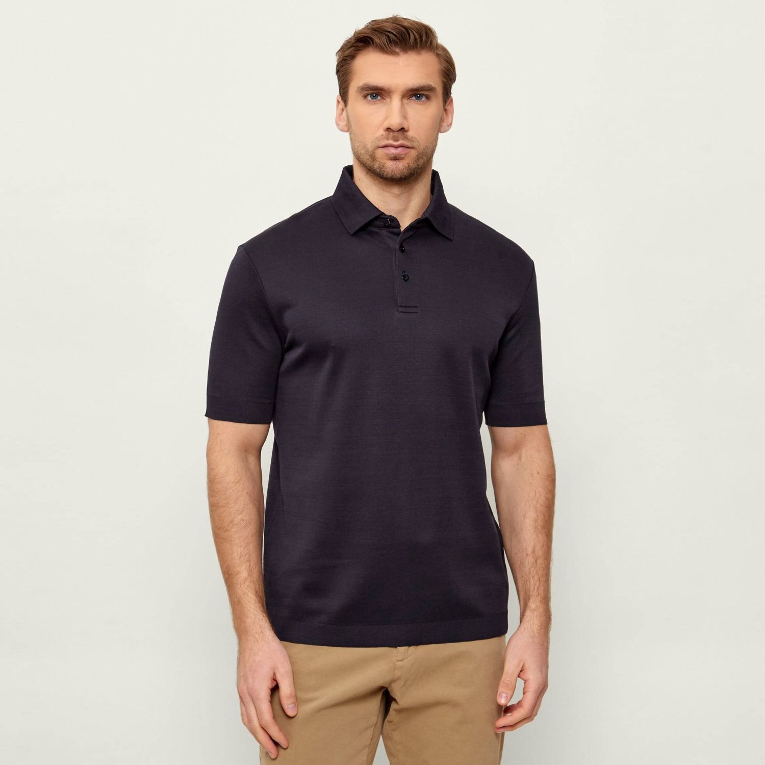 Herno Knit Effect Polo Donker Blauw