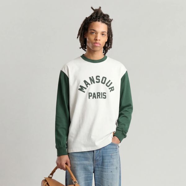 Mansour Paris College Longsleeve T-shirt Wit/Groen