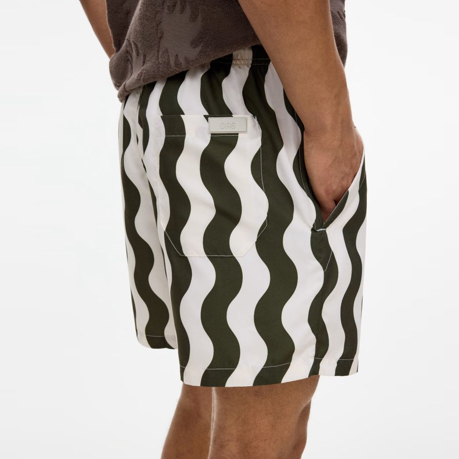 OAS Forest Waver Zwembroek Donker Groen/Wit