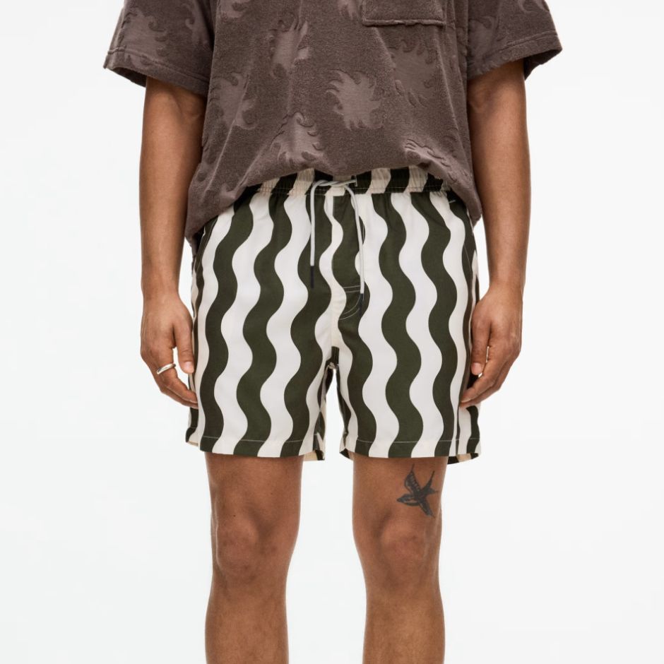 OAS Forest Waver Zwembroek Donker Groen/Wit