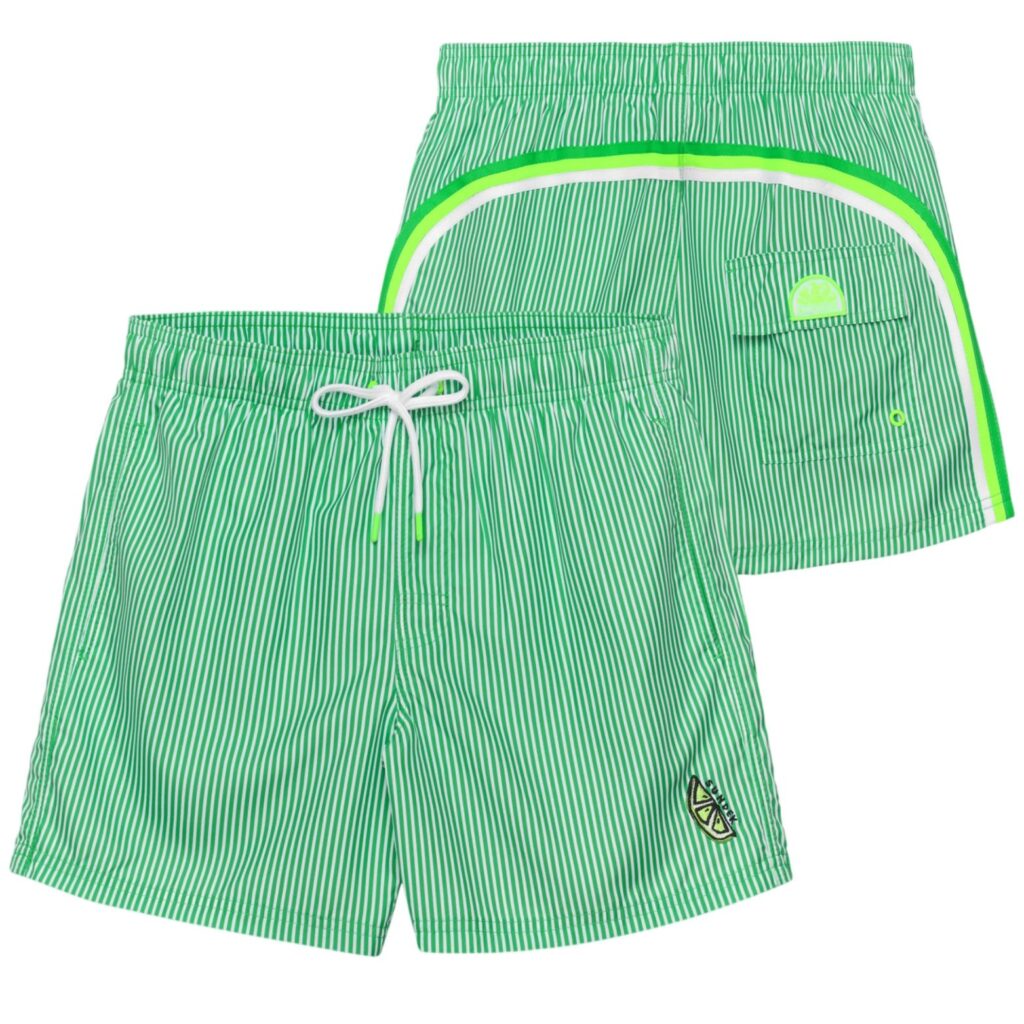 Sundek Printed Striped Zwembroek Licht Groen