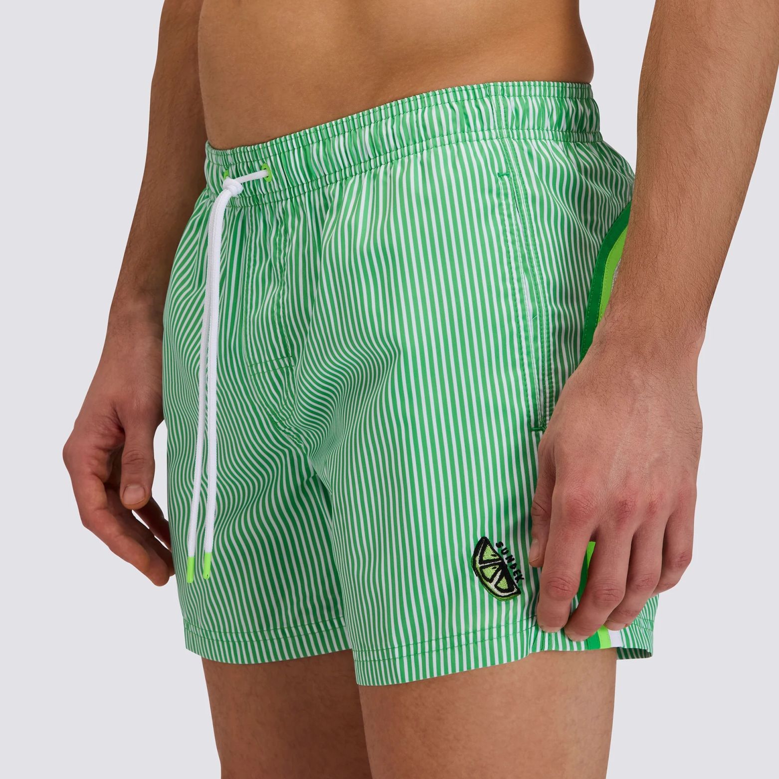 Sundek Printed Striped Zwembroek Licht Groen