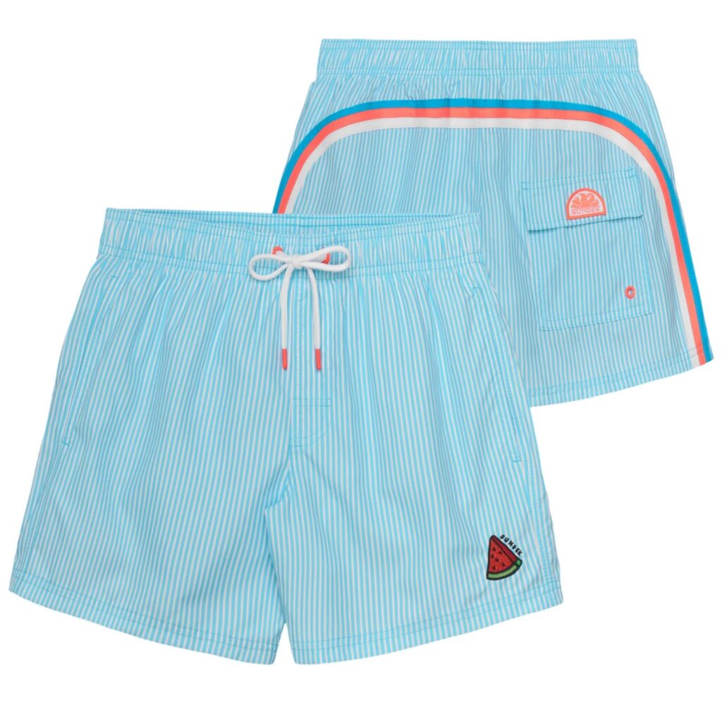 Sundek Printed Striped Zwembroek Licht Blauw
