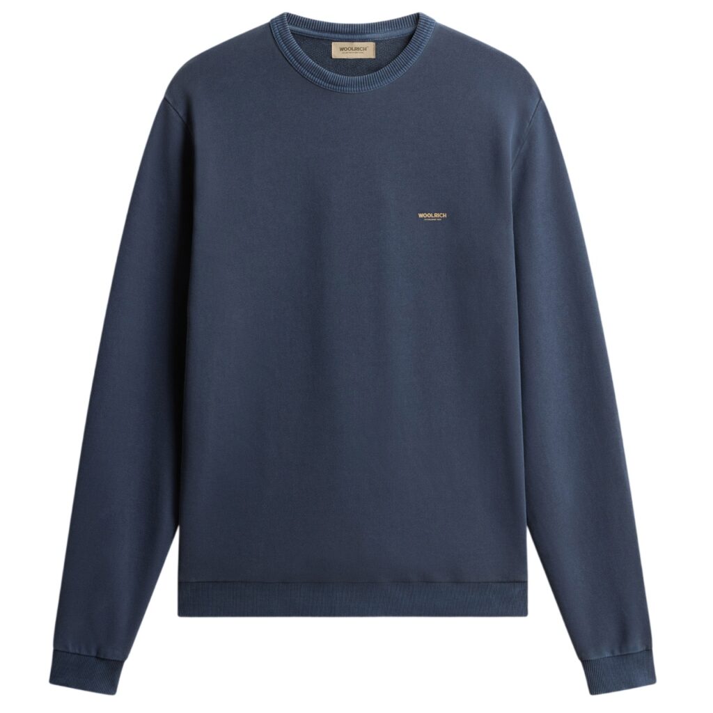 Woolrich Garment Dyed Logo Sweater Navy