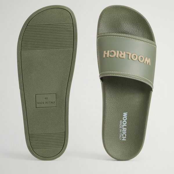 Woolrich Logo Slippers Donker Groen
