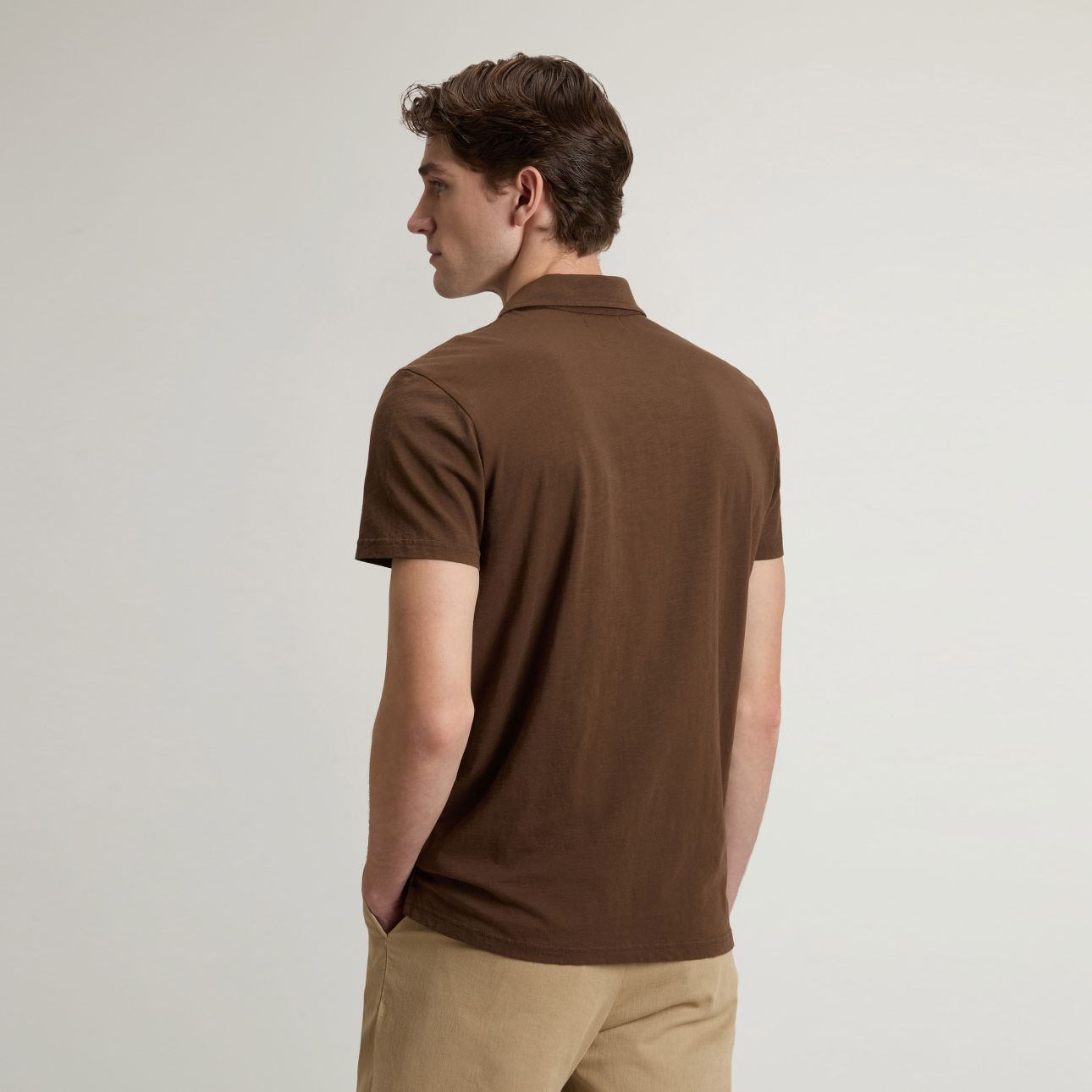 Woolrich Slub Logo Polo Bruin