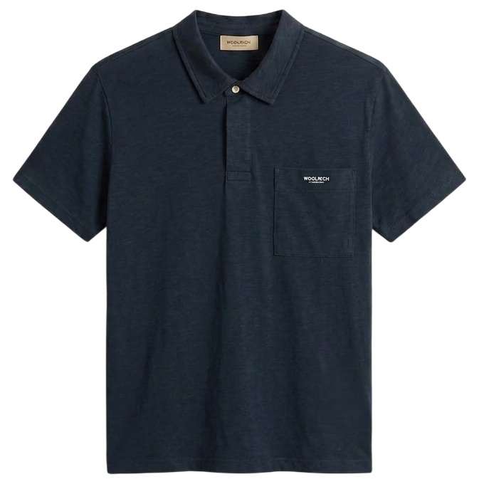 Woolrich Slub Logo Polo Navy