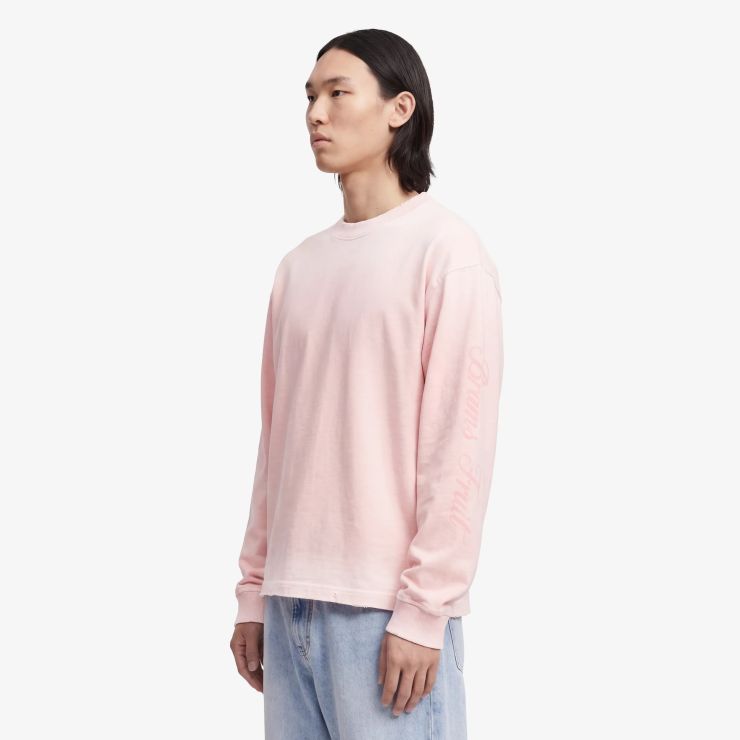 Bram’s Fruit Distressed Script Logo Longsleeve T-shirt Roze