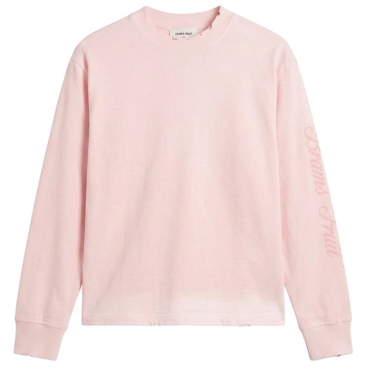 Bram’s Fruit Distressed Script Logo Longsleeve T-shirt Roze