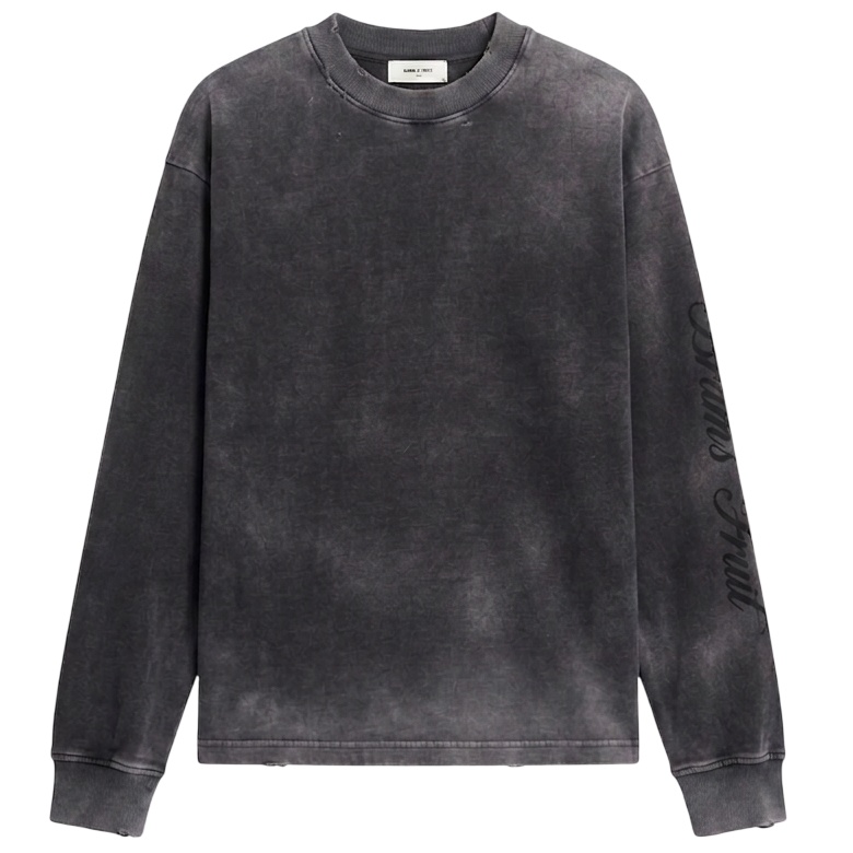 Bram’s Fruit Distressed Script Logo Longsleeve T-shirt Zwart