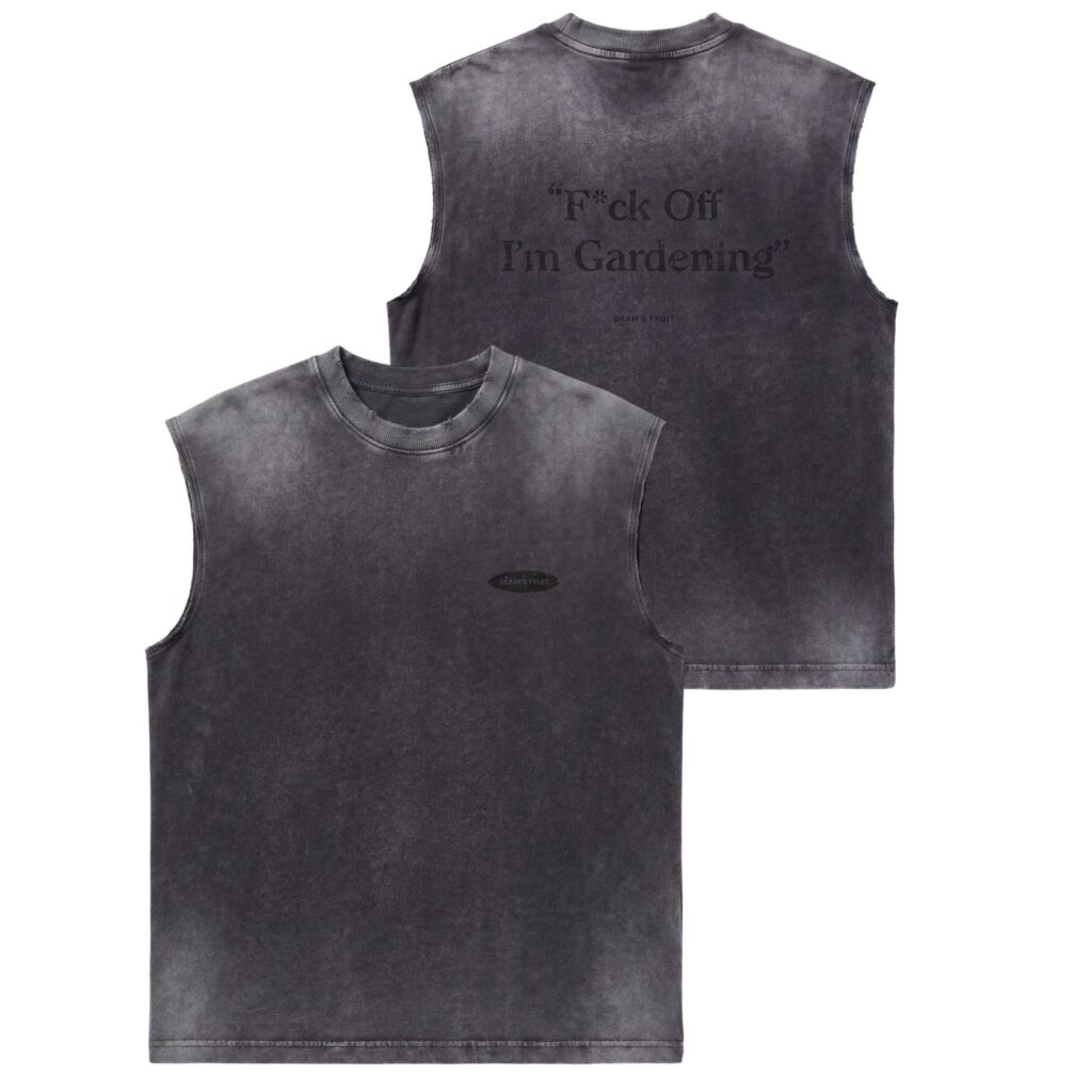 Bram's Fruit Gardening Distressed Sleeveless T-shirt Zwart