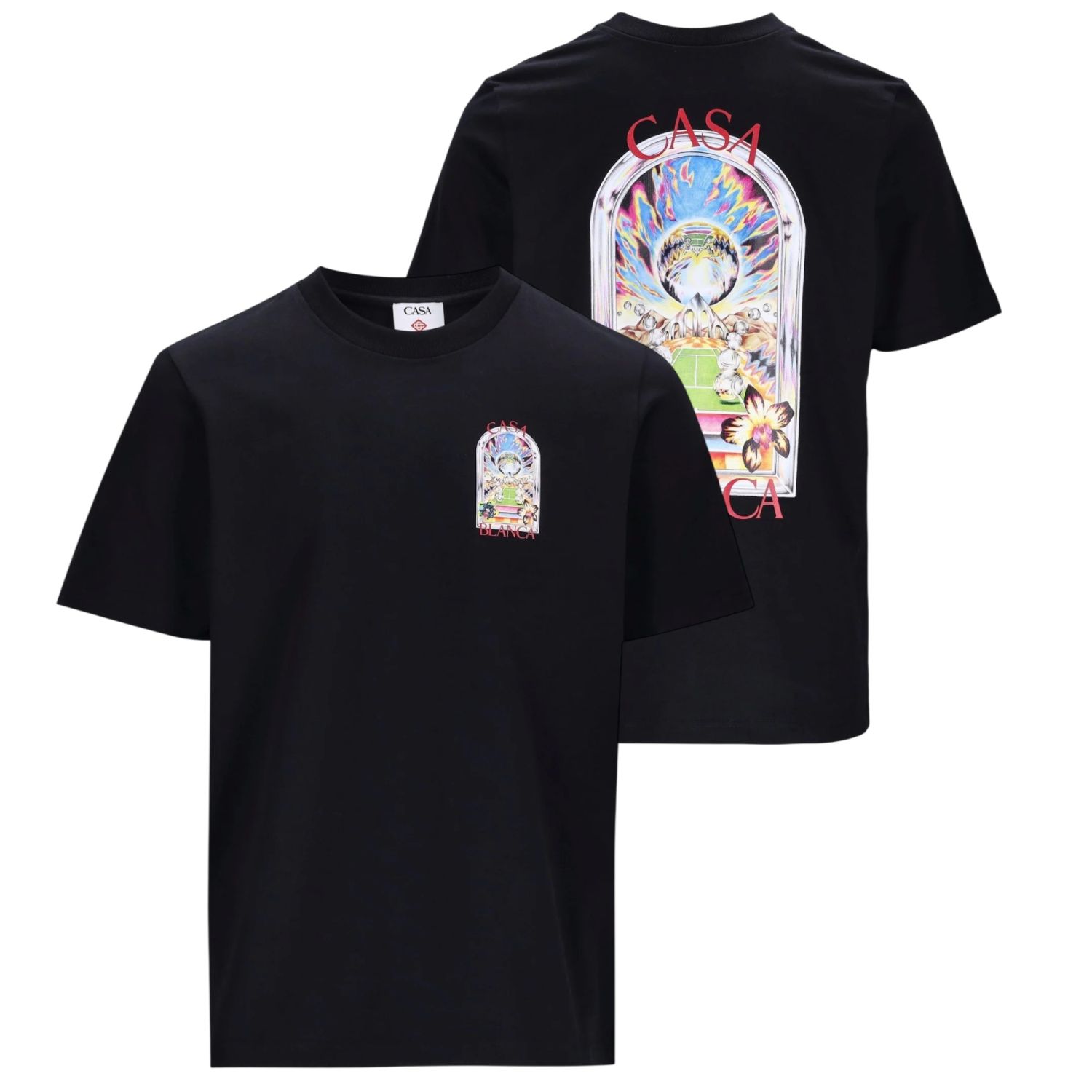 Casablanca Tennis Landscape T-shirt Zwart | Mezaldy.com