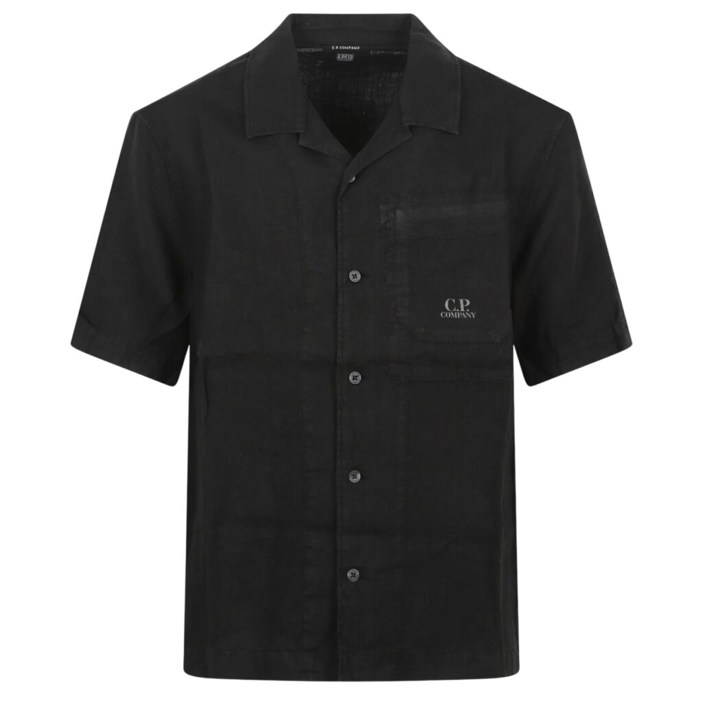 CP Company Linen Boxy Overhemd Zwart
