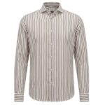 Gentiluomo Striped Scampia Fashion Fit Overhemd Wit/Bruin