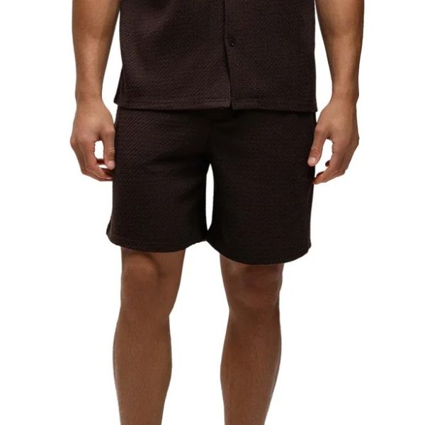 Malelions Diagonal Seersucker Korte Broek Bruin