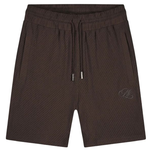 Malelions Diagonal Seersucker Korte Broek Bruin